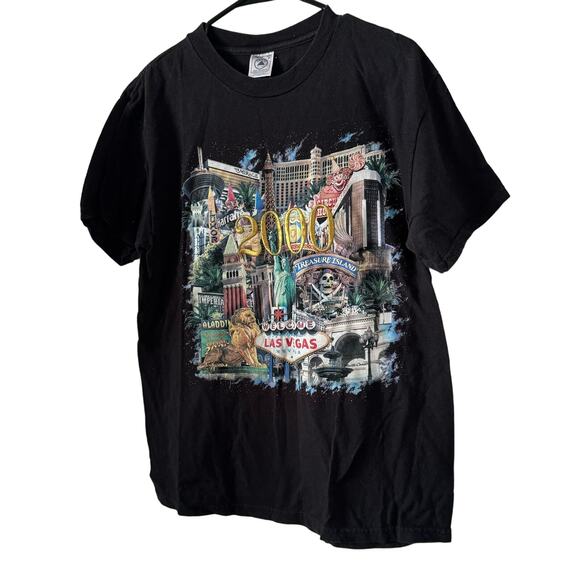 Vintage Y2K Las Vegas Casino Graphic Tee Unisex Black M Aladdin Grand Opening - Picture 3 of 9
